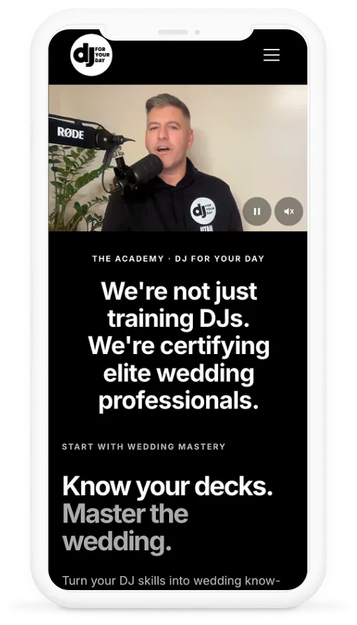 The Academy page on mobile